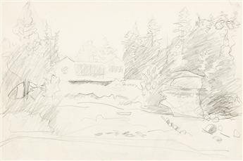 FAIRFIELD PORTER Group of 4 pencil drawings.